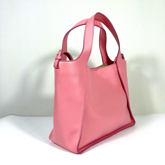 Stella McCartney Perforated Logo Faux Leather Medium Satchel Bag Pink NEW - Picture 8 of 17